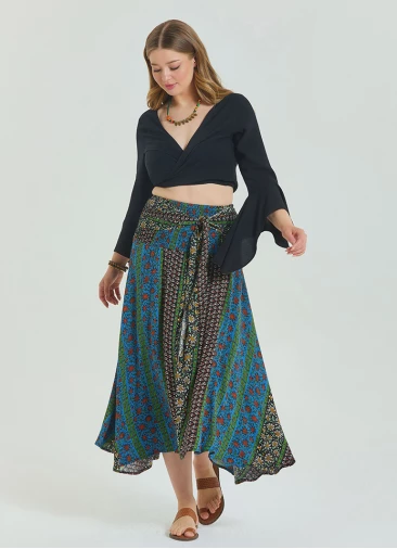 Gipe Waist Tied Navy Blue Plus Size Skirt 4597